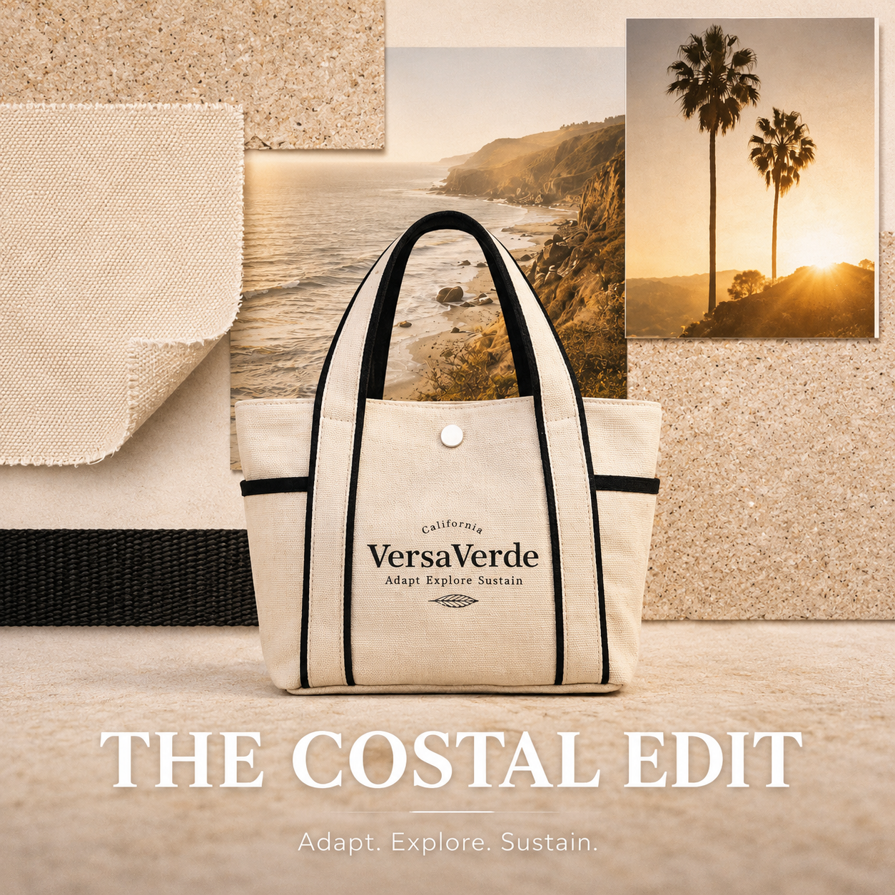 Coastal Day Mini Canvas Tote